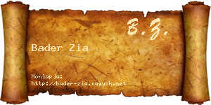 Bader Zia névjegykártya